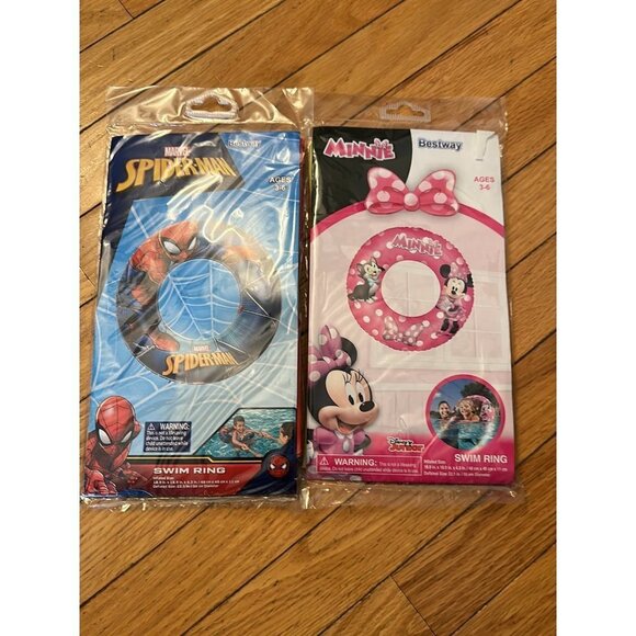 NEW Disney  Minnie Mouse Spider-Man Swim Pool Rings Bundle Lot For ages 3-6 Infl - Picture 1 of 5